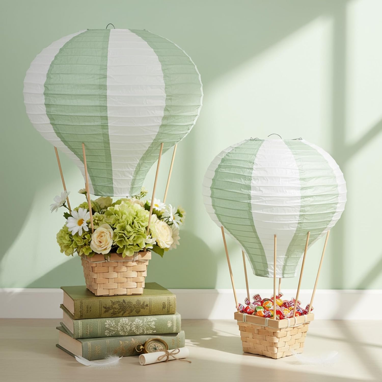 6-24PCS Sage Paper Lanterns Bi - Centerpiece Stick 评论和价格